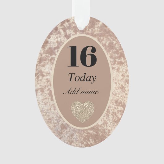 Speciale luxe velvet verjaardagsversiering 16e ornament (voorkant)