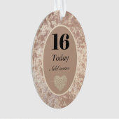 Speciale luxe velvet verjaardagsversiering 16e ornament (voorkant)