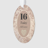 Speciale luxe velvet verjaardagsversiering 16e ornament (voorkant)