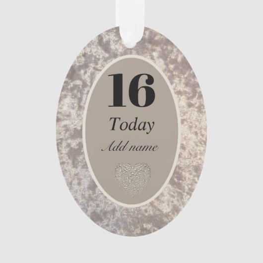 Speciale luxe velvet verjaardagsversiering 16e ornament (voorkant)