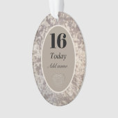 Speciale luxe velvet verjaardagsversiering 16e ornament (voorkant)