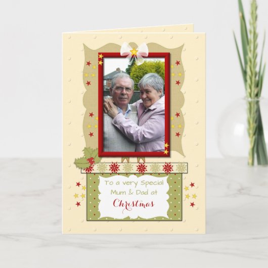Speciale moeder en vader bij kerstfotobegroeting feestdagen kaart (Voorkant)