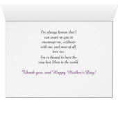 Speciale Moeder Roze Rozen Moederdag Kaart (Binenzijde Horizontaal (Onderkant))