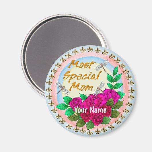 Speciale moeder Rozen magneet (Voorkant / Achterkant)