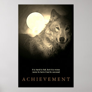 Speciale Motivatie Wolf & Fullmoon  Sepia Poster