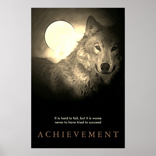 Speciale Motivatie Wolf & Fullmoon  Sepia Poster (Voorkant)