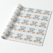 Speciale naam Blauw lephant Baby Boy Pattern Cadeaupapier (Uitgerold)