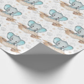 Speciale naam Blauw lephant Baby Boy Pattern Cadeaupapier (Hoek)
