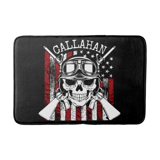 Speciale naam Soldaat Skull Dual Pistolen USA Vlag Badmat (Voorkant)