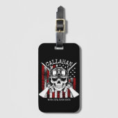 Speciale naam Soldaat Skull Dual Pistolen USA Vlag Bagagelabel (Voorkant (verticaal))