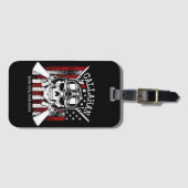 Speciale naam Soldaat Skull Dual Pistolen USA Vlag Bagagelabel (Voorkant (horizontaal))