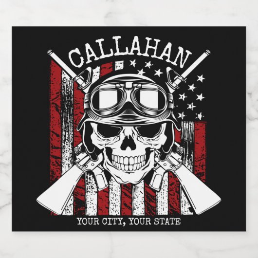 Speciale naam Soldaat Skull Dual Pistolen USA Vlag Bier Etiket (Enkel label)