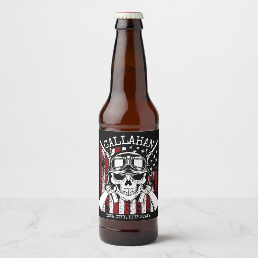Speciale naam Soldaat Skull Dual Pistolen USA Vlag Bier Etiket (Voorkant)
