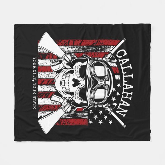 Speciale naam Soldaat Skull Dual Pistolen USA Vlag Fleece Deken (Voorkant (Horizontaal))