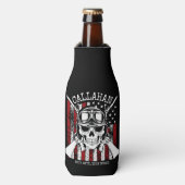 Speciale naam Soldaat Skull Dual Pistolen USA Vlag Flesjeskoeler (Fles Voorkant)