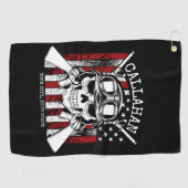 Speciale naam Soldaat Skull Dual Pistolen USA Vlag Golfhanddoek (Horizontaal)