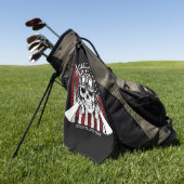 Speciale naam Soldaat Skull Dual Pistolen USA Vlag Golfhanddoek (Groen)