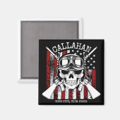 Speciale naam Soldaat Skull Dual Pistolen USA Vlag Magneet (Voorkant / Achterkant)