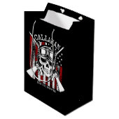 Speciale naam Soldaat Skull Dual Pistolen USA Vlag Medium Cadeauzakje (Voorkant Gekanteld)