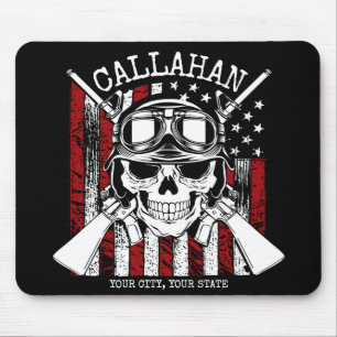 Speciale naam Soldaat Skull Dual Pistolen USA Vlag Muismat