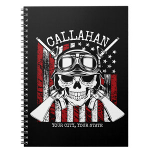 Speciale naam Soldaat Skull Dual Pistolen USA Vlag Notitieboek