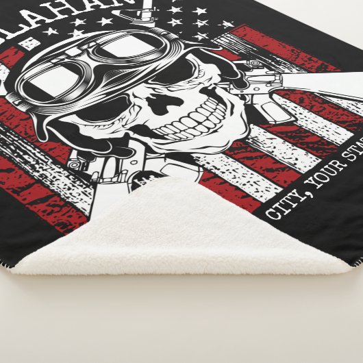 Speciale naam Soldaat Skull Dual Pistolen USA Vlag Sherpa Deken (3/4)