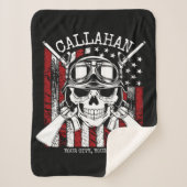 Speciale naam Soldaat Skull Dual Pistolen USA Vlag Sherpa Deken (Voorkant)