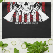 Speciale naam Soldaat Skull Dual Pistolen USA Vlag Theedoek (Gevouwen)