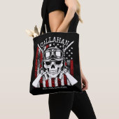 Speciale naam Soldaat Skull Dual Pistolen USA Vlag Tote Bag (Dichtbij)