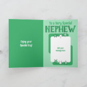 Speciale neef groen wit foto verjaardag kaart (Binnen)