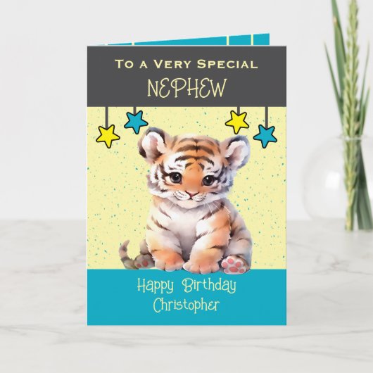Speciale Nephew tijger kinder grijze verjaardag Ka Kaart (Voorkant)