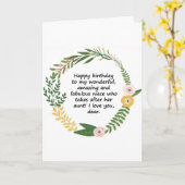 ***SPECIALE NIECE EN JONGE LADY** BIEDDAGKAART KAART (Gele Bloem)