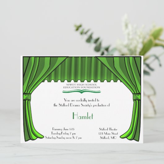 Speciale opdracht Drama en theateruitnodiging Kaart (Staand voorkant)