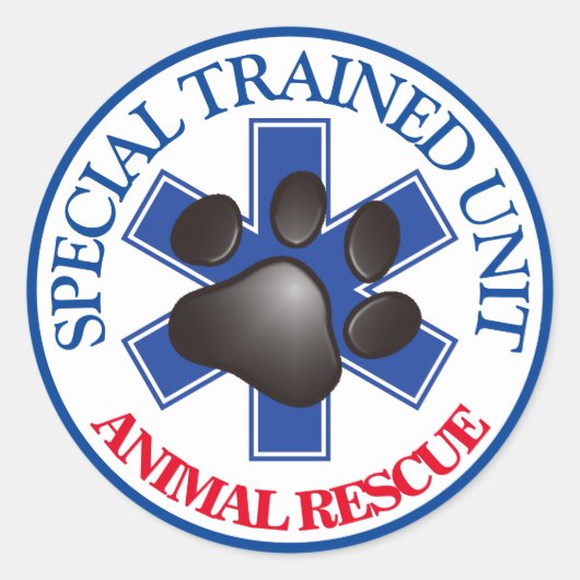 SPECIALE OPLEIDINGSEENHEID VOOR DIERRESCUE RONDE STICKER (Voorkant)