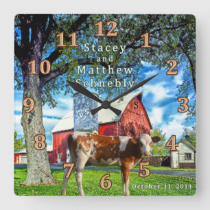 Speciale orde Guernsey en Boerderij Cow Clock Vierkante Klok