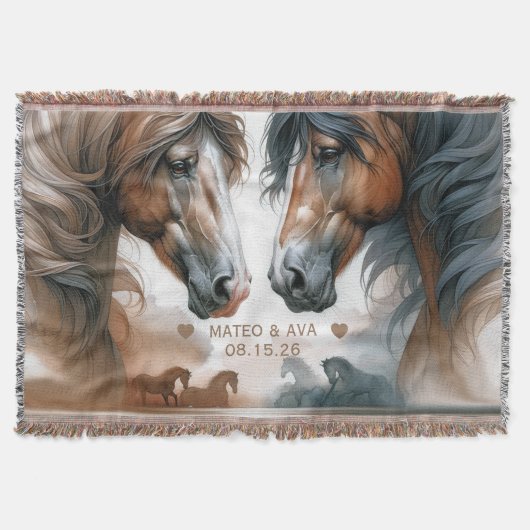 Speciale Paarden Bruidspaar Bruin Deken (Voorkant)