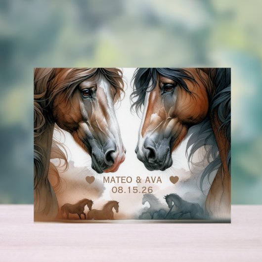 Speciale paarden bruine bruiloft acryl bord (Neutraal)