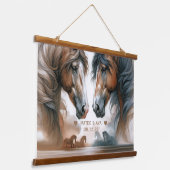 Speciale paarden bruine bruiloft hangend wandkleed (Gebogen)
