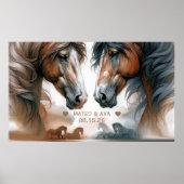 Speciale paarden bruine bruiloft poster (Voorkant)