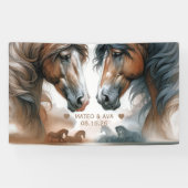 Speciale paarden bruine bruiloft spandoek (Horizontaal)