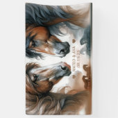 Speciale paarden bruine bruiloft spandoek (Verticaal)