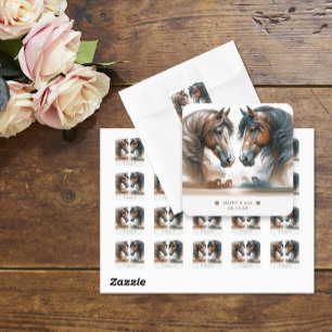Speciale paarden Natuur bruiloft Vierkante Sticker