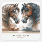 Speciale paarden Natuur bruiloft Vierkante Sticker (Voorkant)