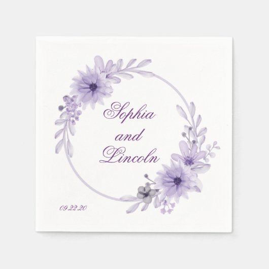 Speciale Paarse bruiloft Bloemen Servet (Voorkant)