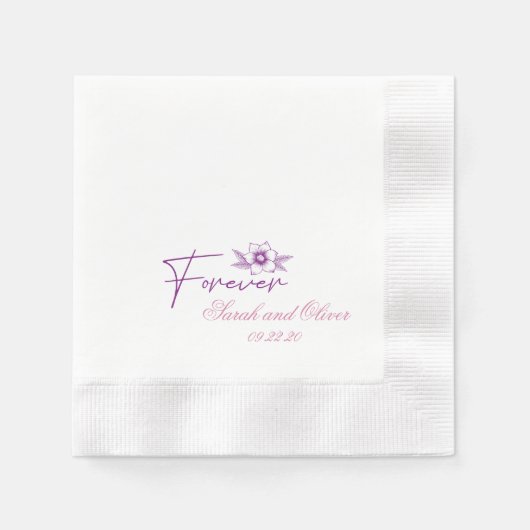 Speciale Paarse Pur bruiloft Bloemen Servet (Voorkant)