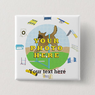 Speciale persoonlijke hondenbehendigheid vierkante button 5,1 cm