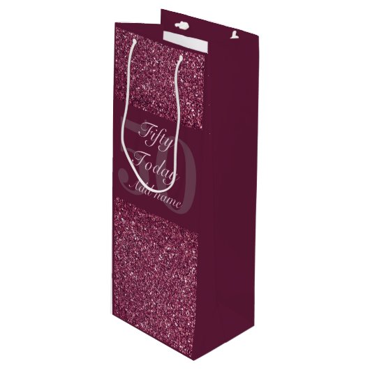 speciale persoonlijke verjaardagskaarttas 50e wijn cadeautas (Voorkant Gekanteld)