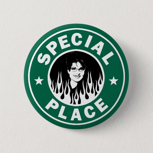 Speciale plaats in de hel ronde button 5,7 cm (Voorkant)