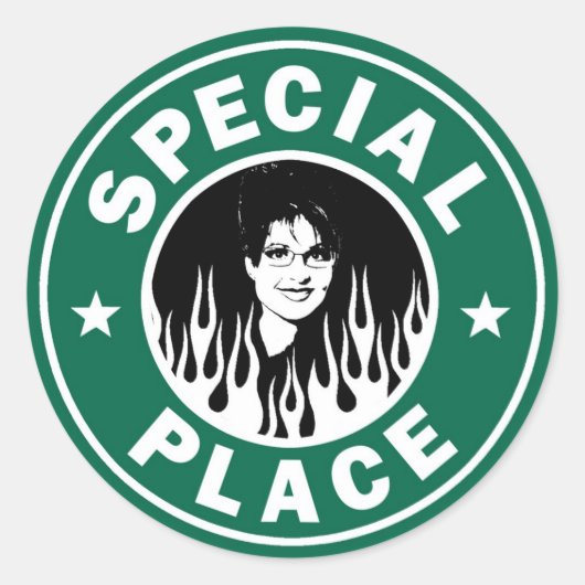 Speciale plaats in de hel ronde sticker (Voorkant)