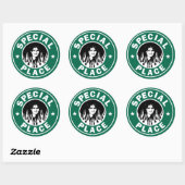Speciale plaats in de hel ronde sticker (Vel)